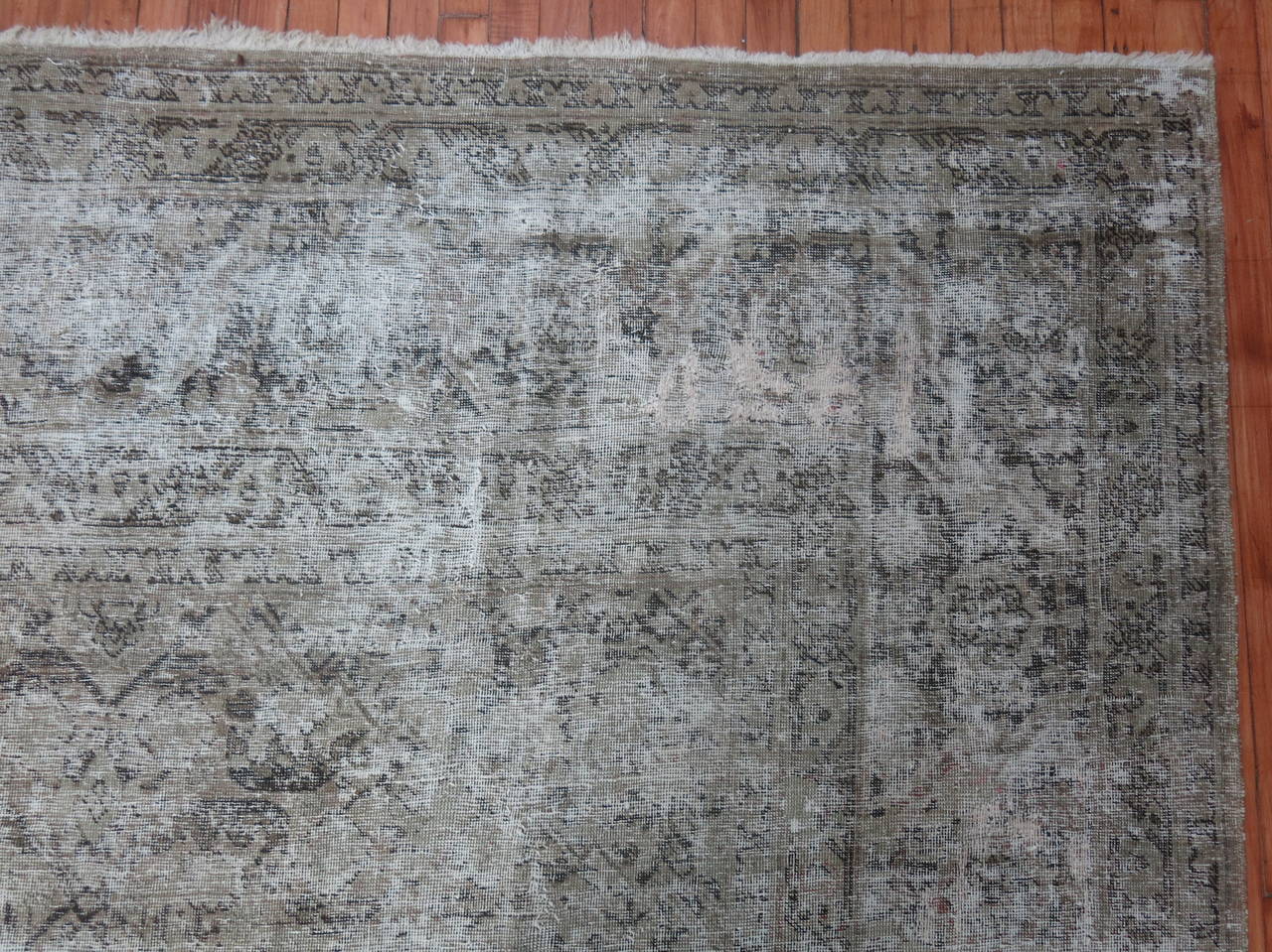 Distressed Antique Persian Tabriz Rug In Distressed Condition In New York, NY