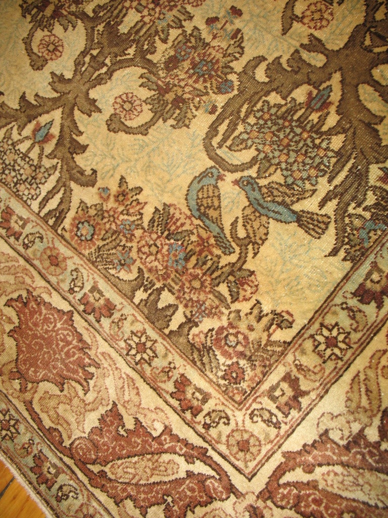 Antique Tabriz Rug with Birds 4