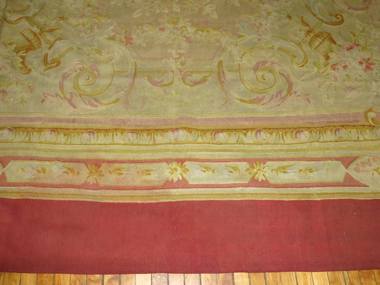 Hand-Crafted Antique French Aubusson Carpet