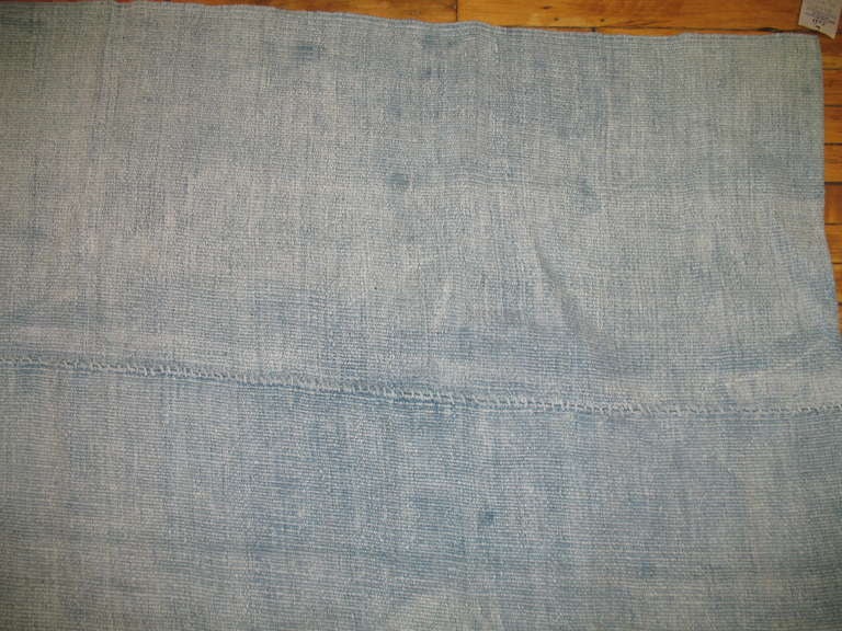Aqua Blue Minimalist Turkish Kilim