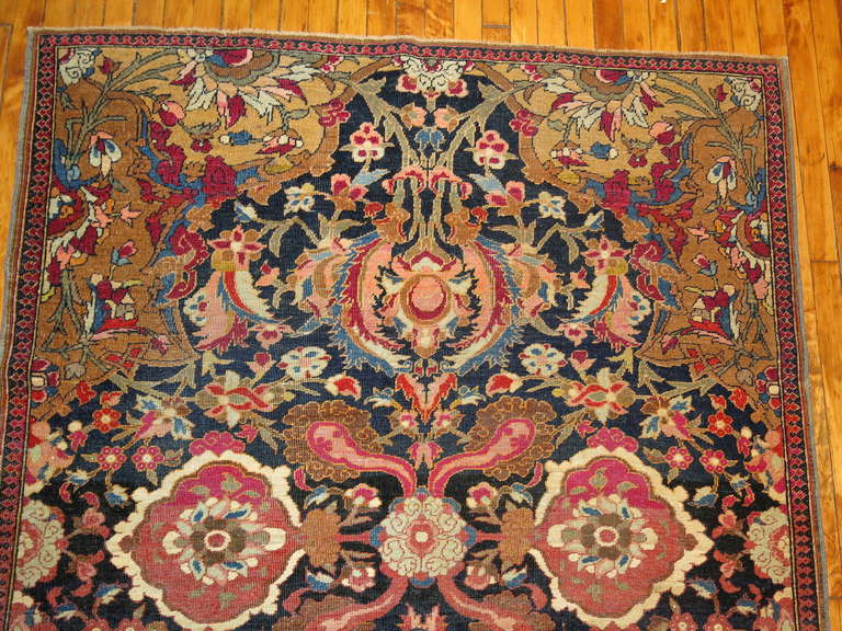 Hand-Knotted Dramatic Antique Persian Isfahan Rug For Sale