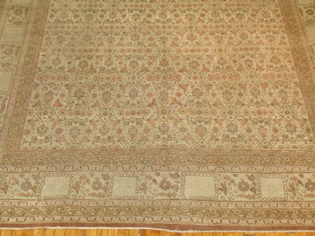 Hand-Knotted Antique Tabriz Rug with Herati Pattern