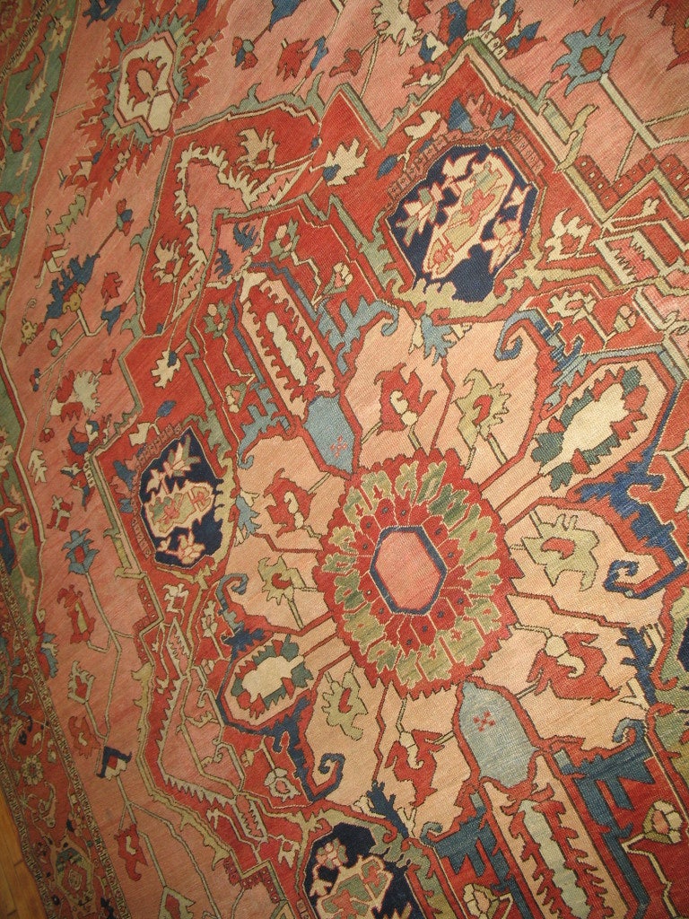 Wool Antique Persian Serapi Rug