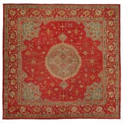 Antique Red Turkish Square Oushak Rug