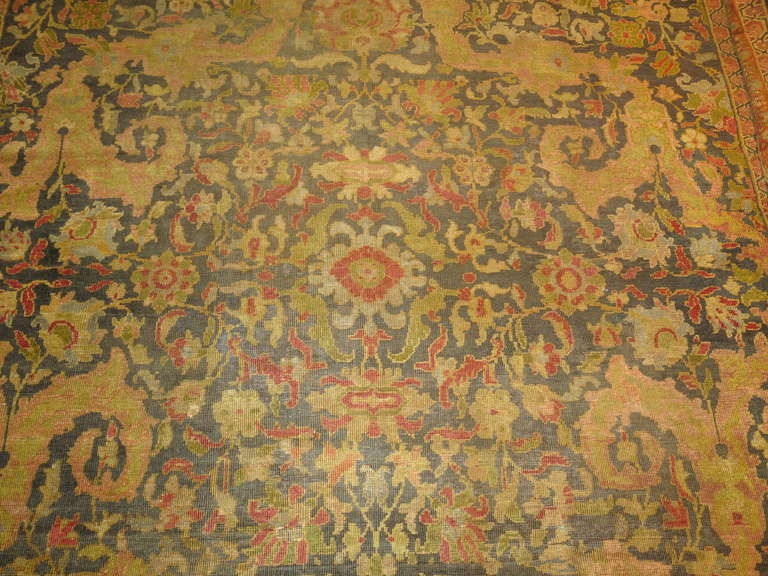 Persian Green 19th Century Sultanabad Carpet Attributed to Ziegler and Co For Sale