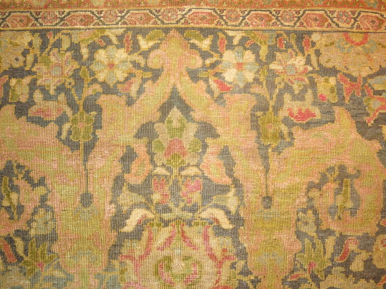 Green 19th Century Sultanabad Carpet Attributed to Ziegler and Co In Good Condition For Sale In New York, NY