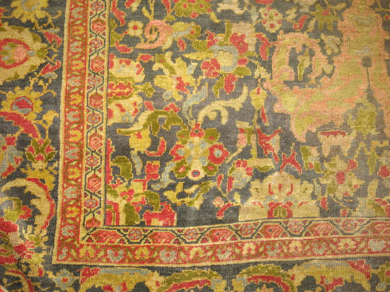 Wool Green 19th Century Sultanabad Carpet Attributed to Ziegler and Co For Sale