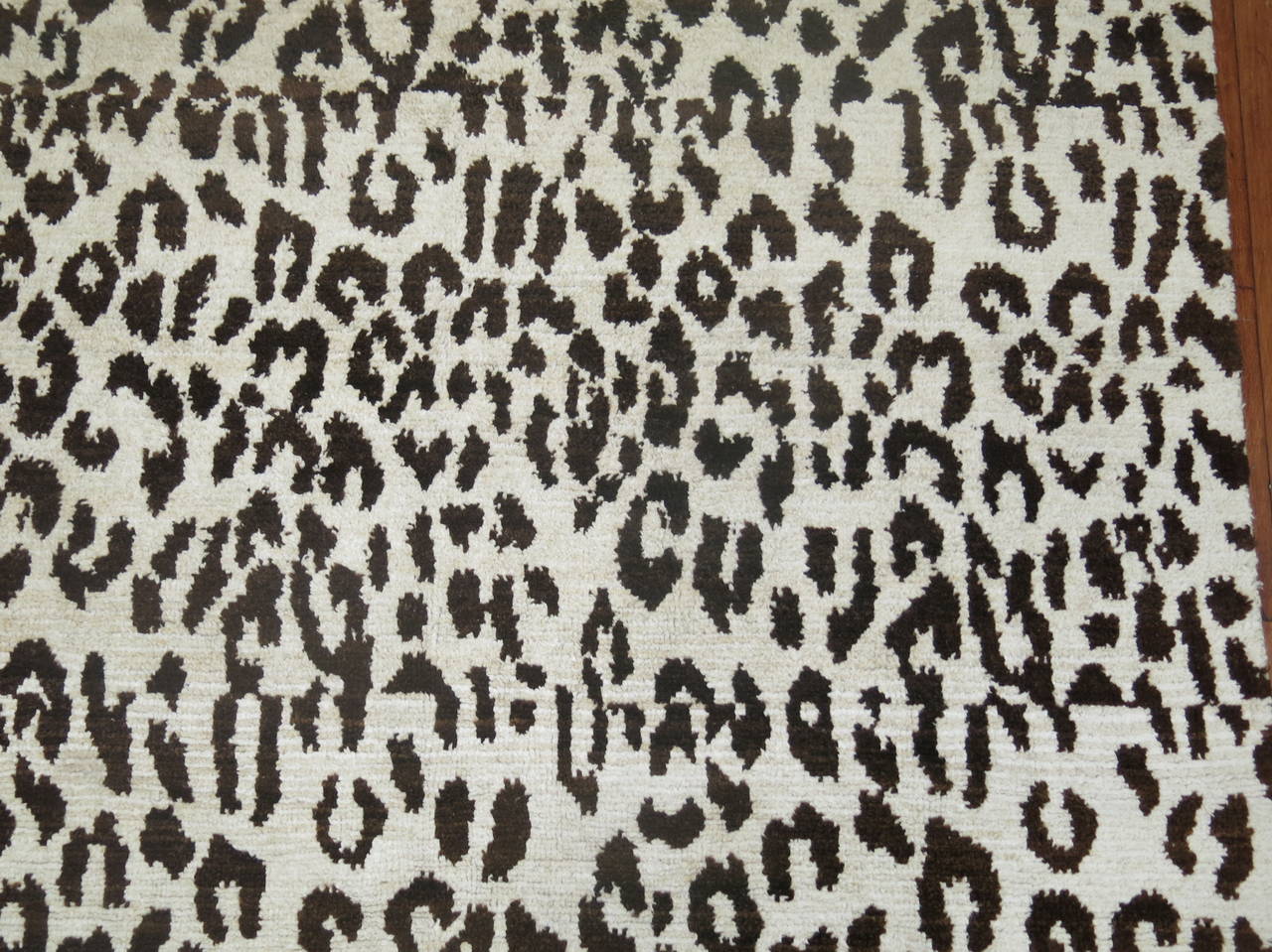 Hand-Woven Leopard Vintage Inspired Turkish Silk Rug For Sale