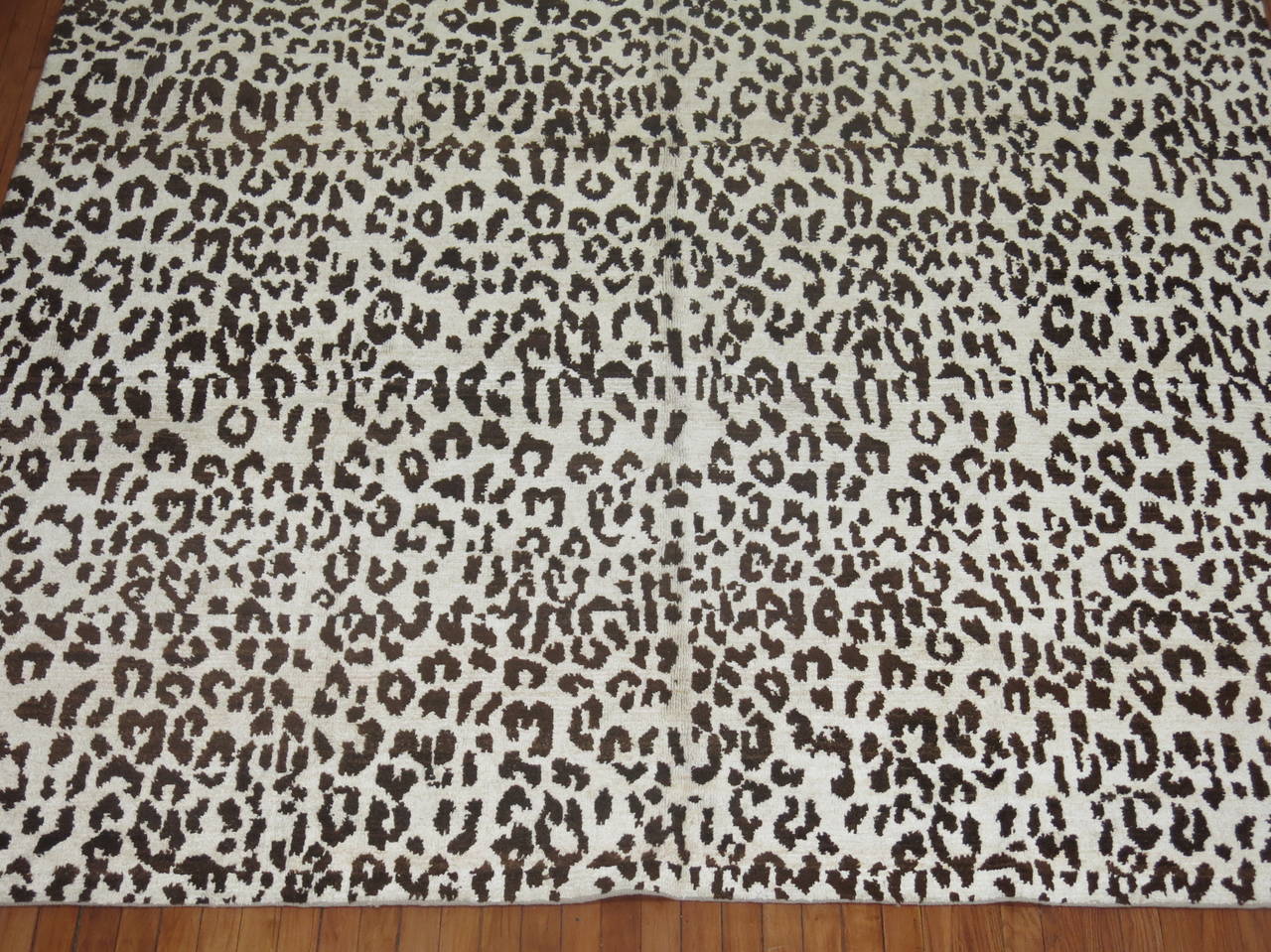 Leopard Vintage Inspired Turkish Silk Rug For Sale 1