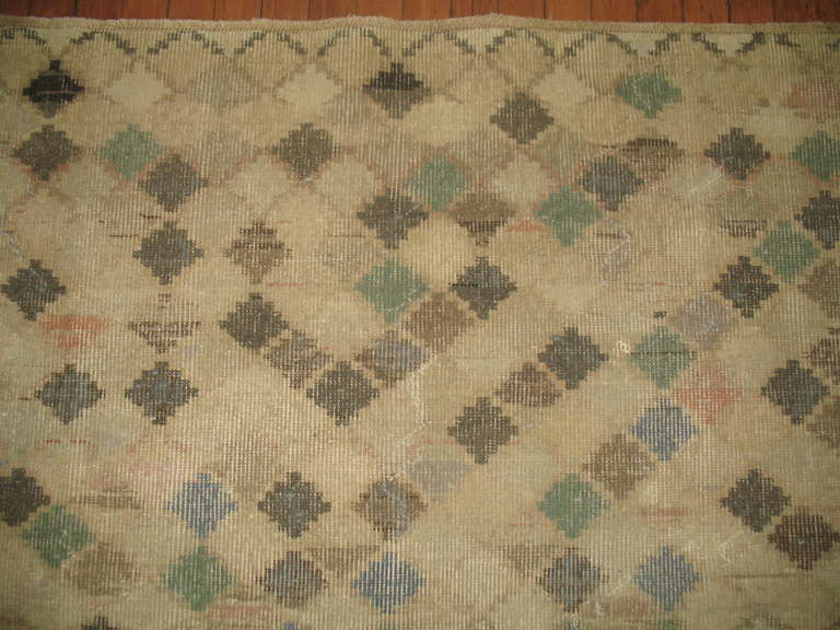 Hand-Knotted Turkish Deco Rug For Sale