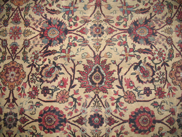 Hand-Knotted Oversize Antique Persian Teheran Rug For Sale