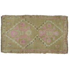 Vintage Pink Turkish Oushak Small Rug