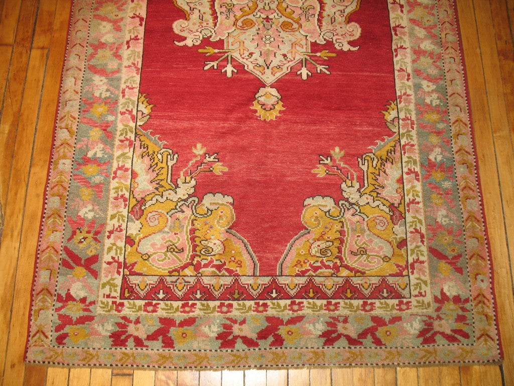 Agra Cherry Red Antique Turkish Melas Rug, Early 20th Century