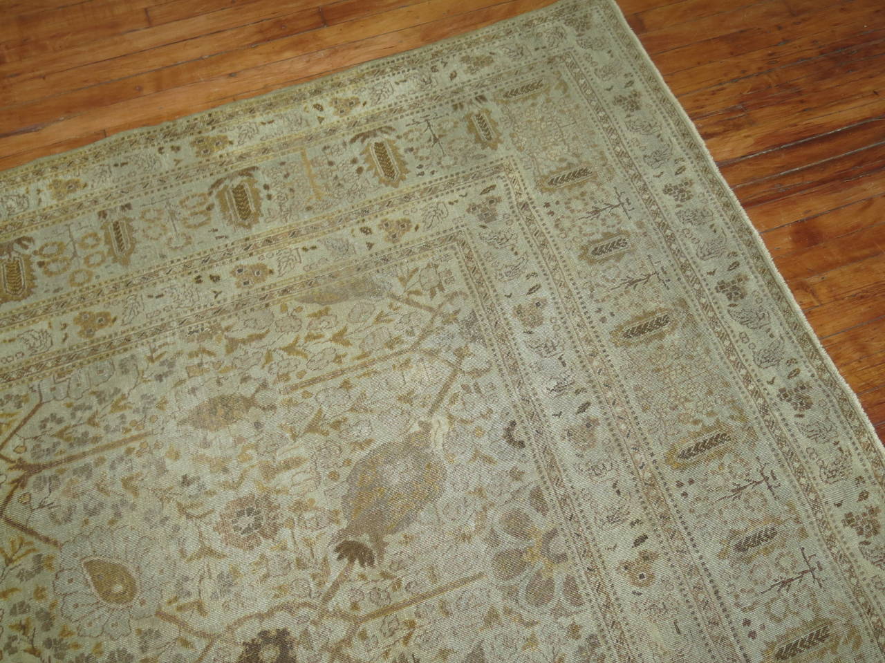 20th Century Beige Umber Brown Antique Persian Tabriz Carpet For Sale