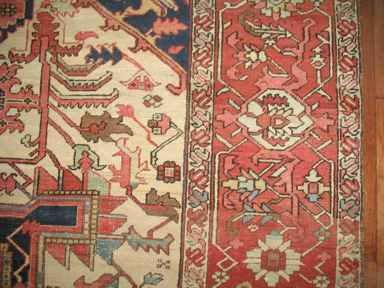 Antique Persian Heriz Serapi Rug For Sale 1