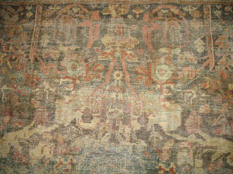 Wool Antique Distressed Persian Mahal Rug