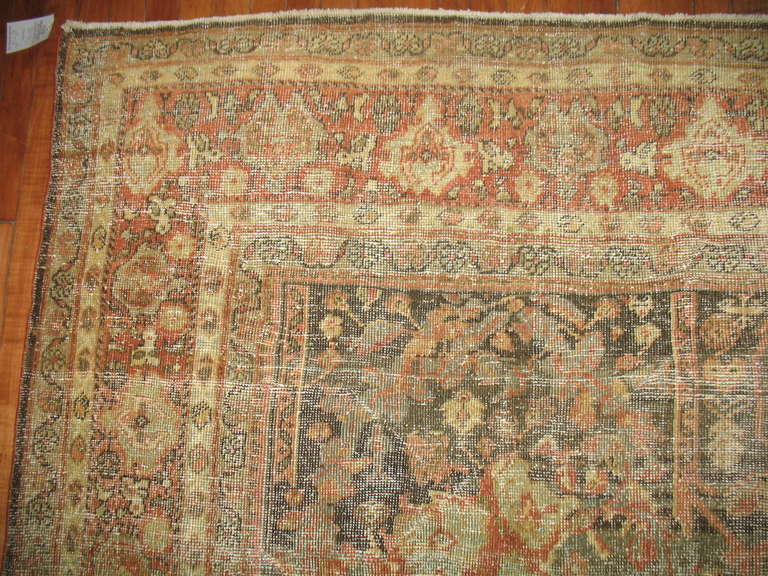 Antique Distressed Persian Mahal Rug 1