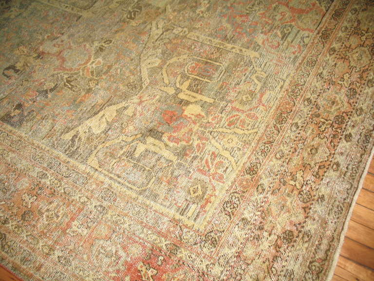 Antique Distressed Persian Mahal Rug 2