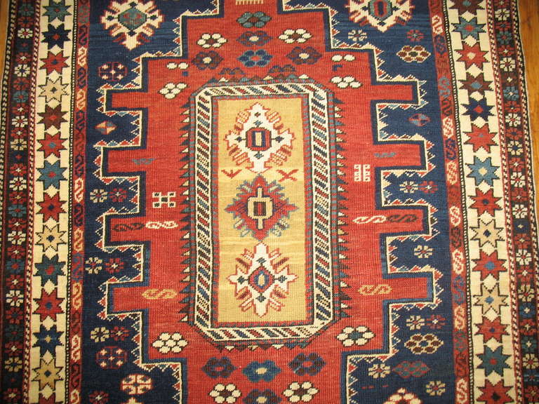 Hand-Crafted Antique Caucasian Shirvan Rug