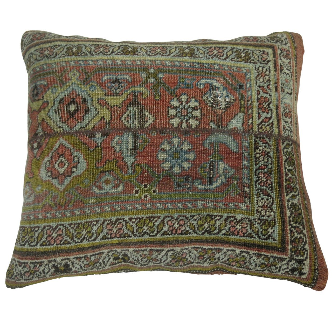 Antique Persian Bidjar Rug Pillow