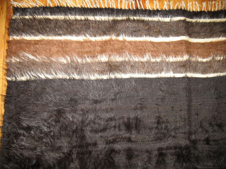 Turkish Vintage Black Mohair Rug