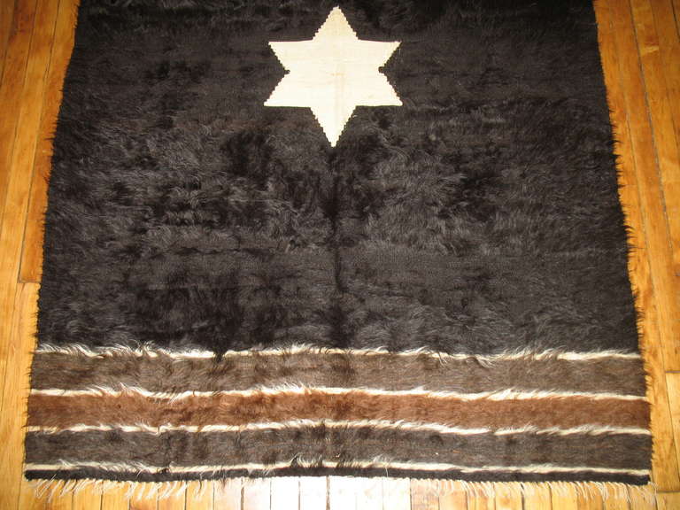 Vintage Black Mohair Rug In Excellent Condition In New York, NY