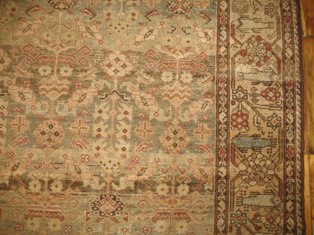 Country Antique Malayer Gallery Rug in Grays and Blues