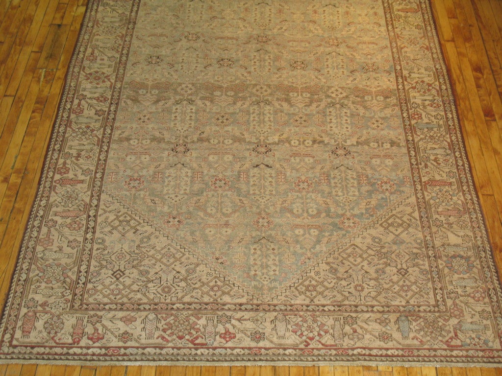 Wool Antique Malayer Gallery Rug in Grays and Blues