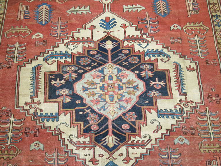 Antique Persian Bakshaish Carpet in Rustic Tones For Sale 1