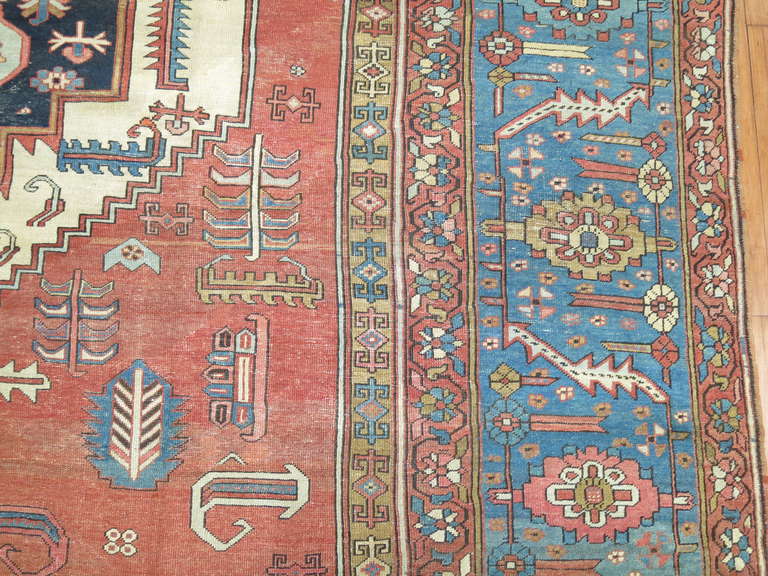 Antique Persian Bakshaish Carpet in Rustic Tones For Sale 3