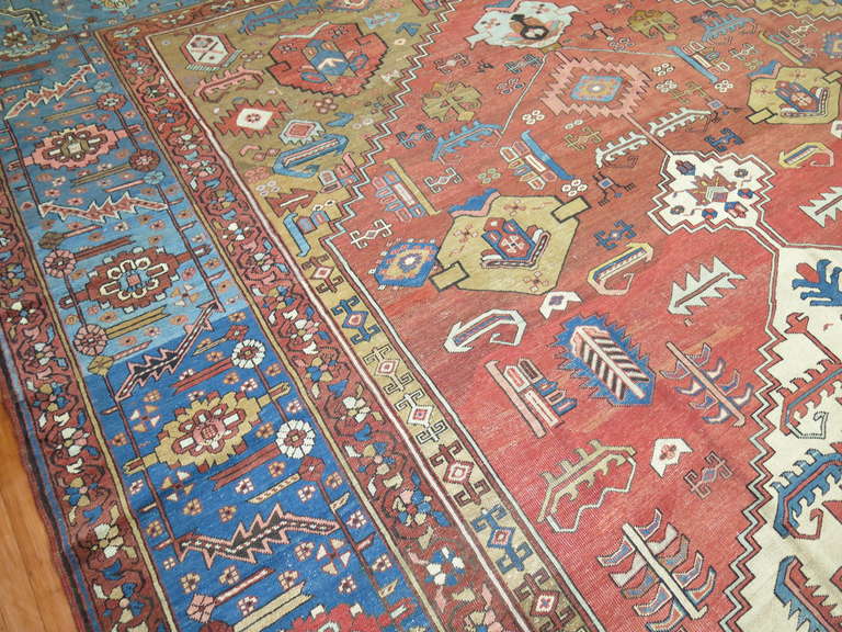 Antique Persian Bakshaish Carpet in Rustic Tones For Sale 2