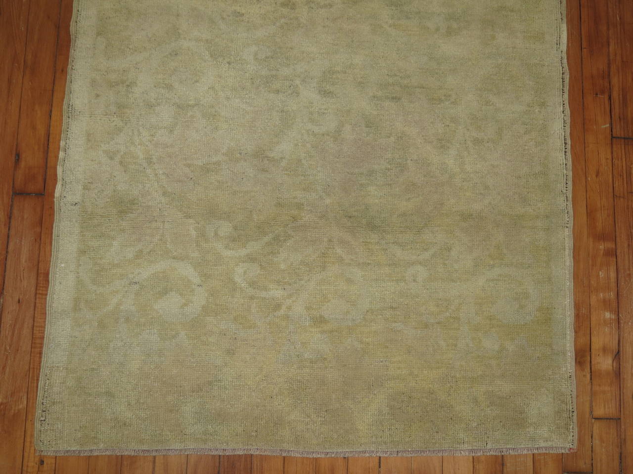 Romantic Pale Vintage Turkish Oushak Carpet