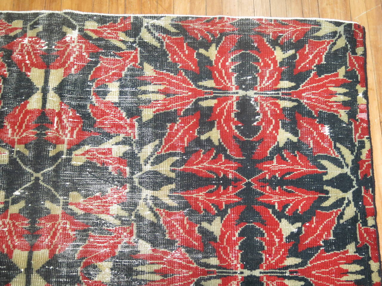 Vintage Turkish Weathered Rug In Fair Condition For Sale In New York, NY