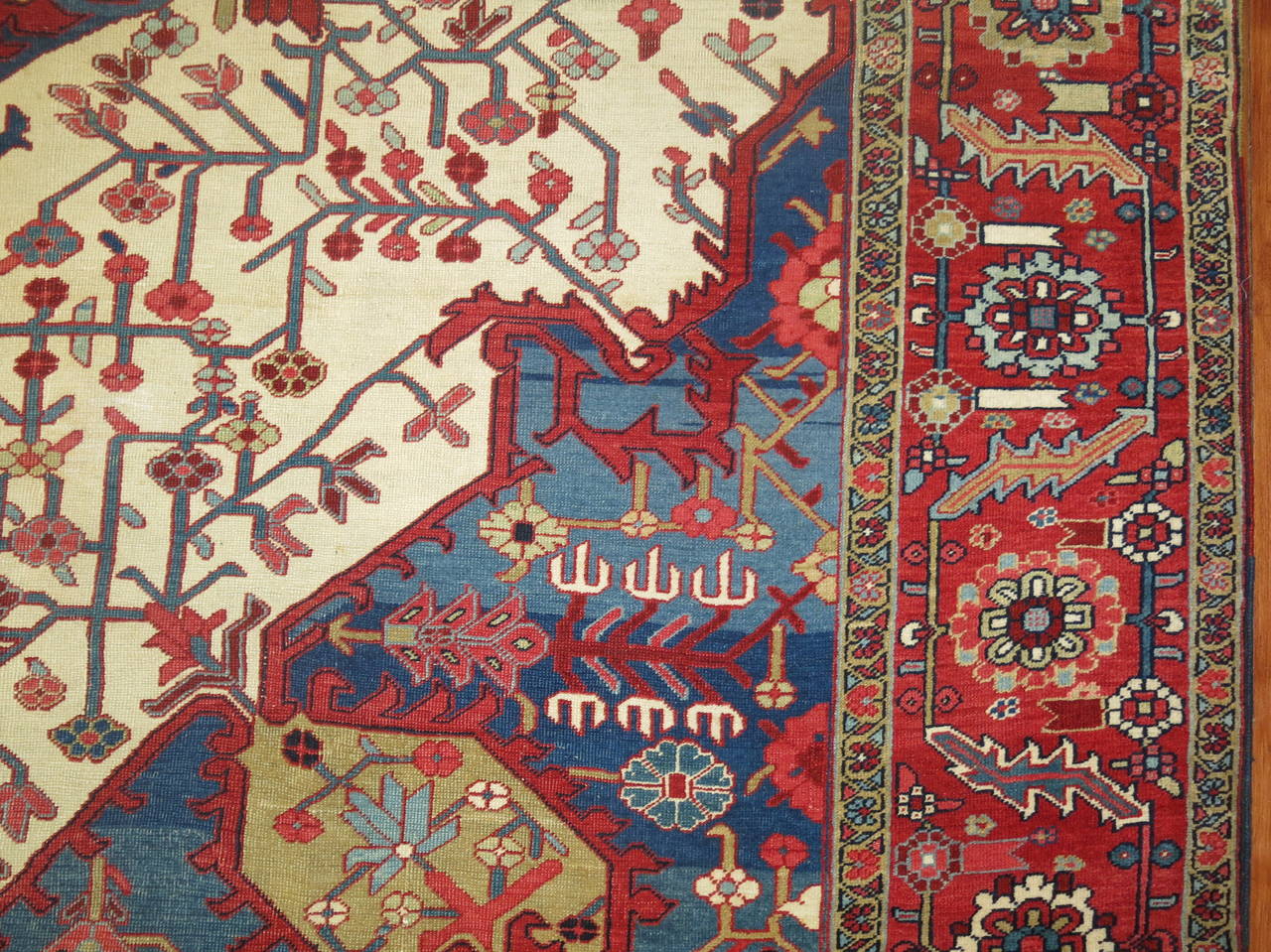 Wool 19th Century Antique Persian Serapi Rug For Sale