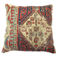 19th Century Caucasian Rug Pillow