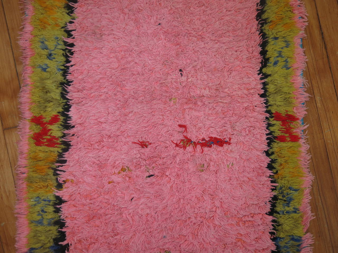 Bright Pink Turkish Shag Runner In Good Condition In New York, NY