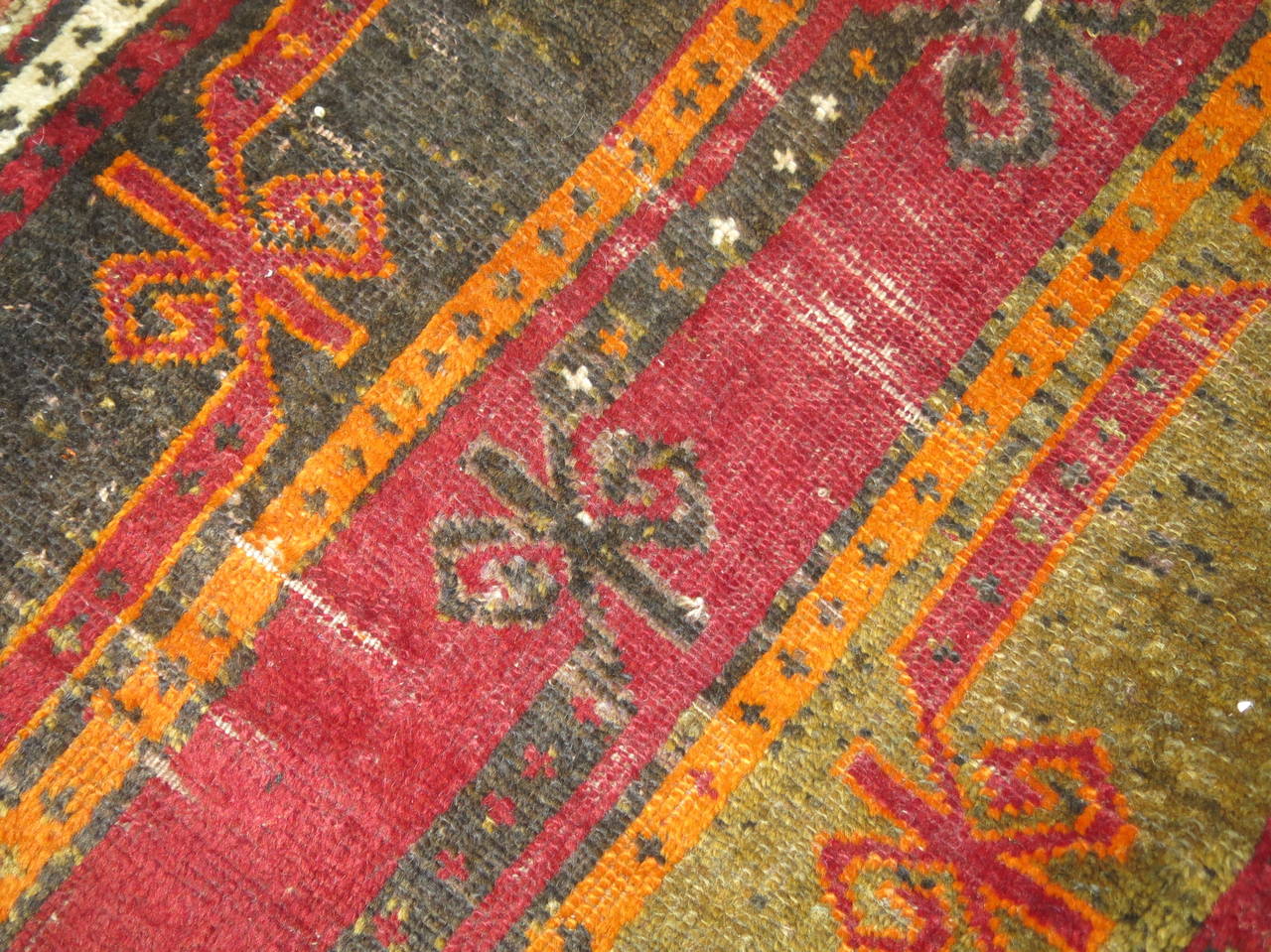 A whimsical handmade Turkish rug mat.