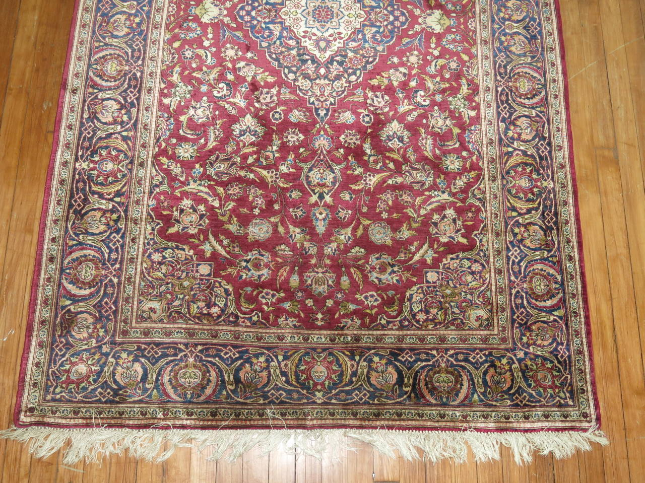 Hand-Woven Antique Persian Silk Area Rug For Sale