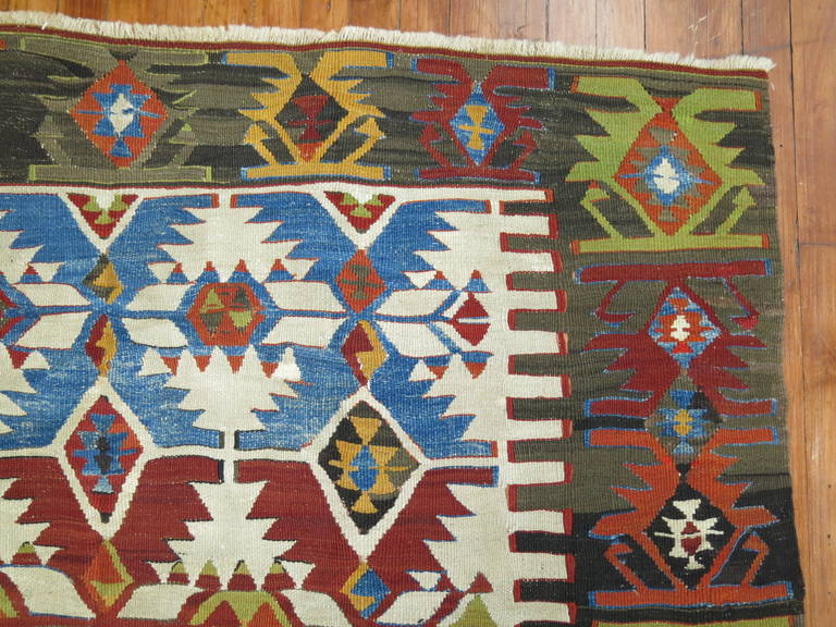 Antique Turkish Gallery Size Kilim In Good Condition In New York, NY