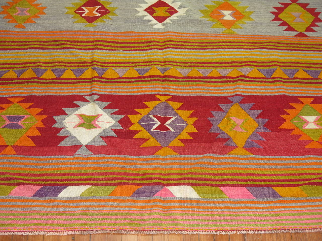Hand-Knotted Dazzling 20th Century Turkish Kilim For Sale