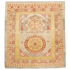 Square-Size Vintage Wool Khotan Rug