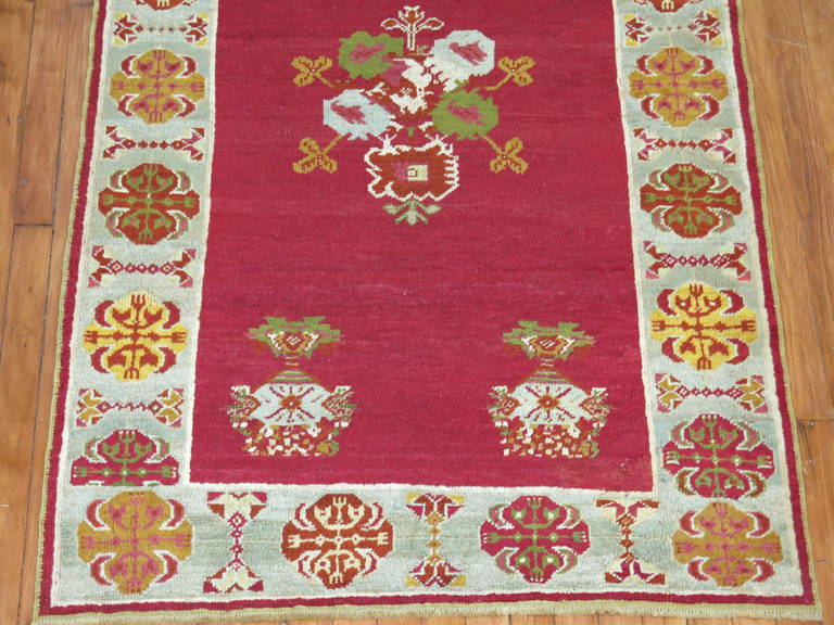 Bessarabian Cranberry Field Turkish Scatter Handwoven Rug