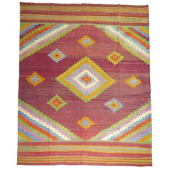 Vintage Turkish Kilim Flat-Weave Carpet