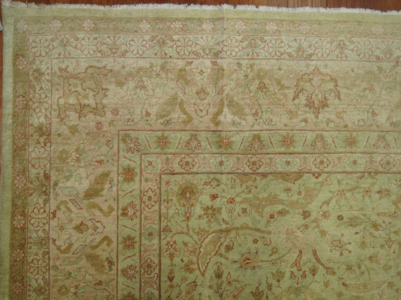 Tabriz Antique Turkish Sivas Floral Ivory Pink Rug For Sale