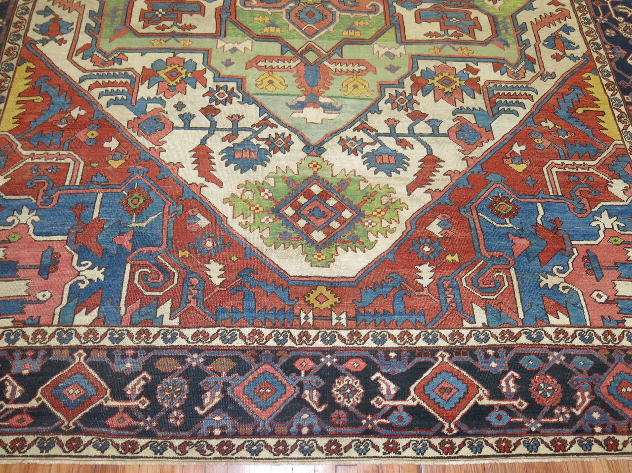 20th Century Antique Serapi Heriz Carpet For Sale