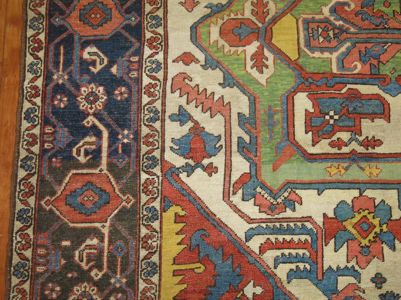 Antique Serapi carpets were woven on the level of a family or small workshop with multiple weavers working several years to complete each Persian rug. The weaving was done almost exclusively by women. Highly skilled artisans, they continually