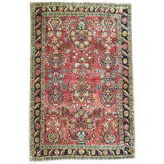 Antique Persian Sarouk Throw Rug