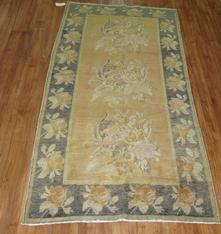 Russian Floral Karabagh Rug In Good Condition In New York, NY