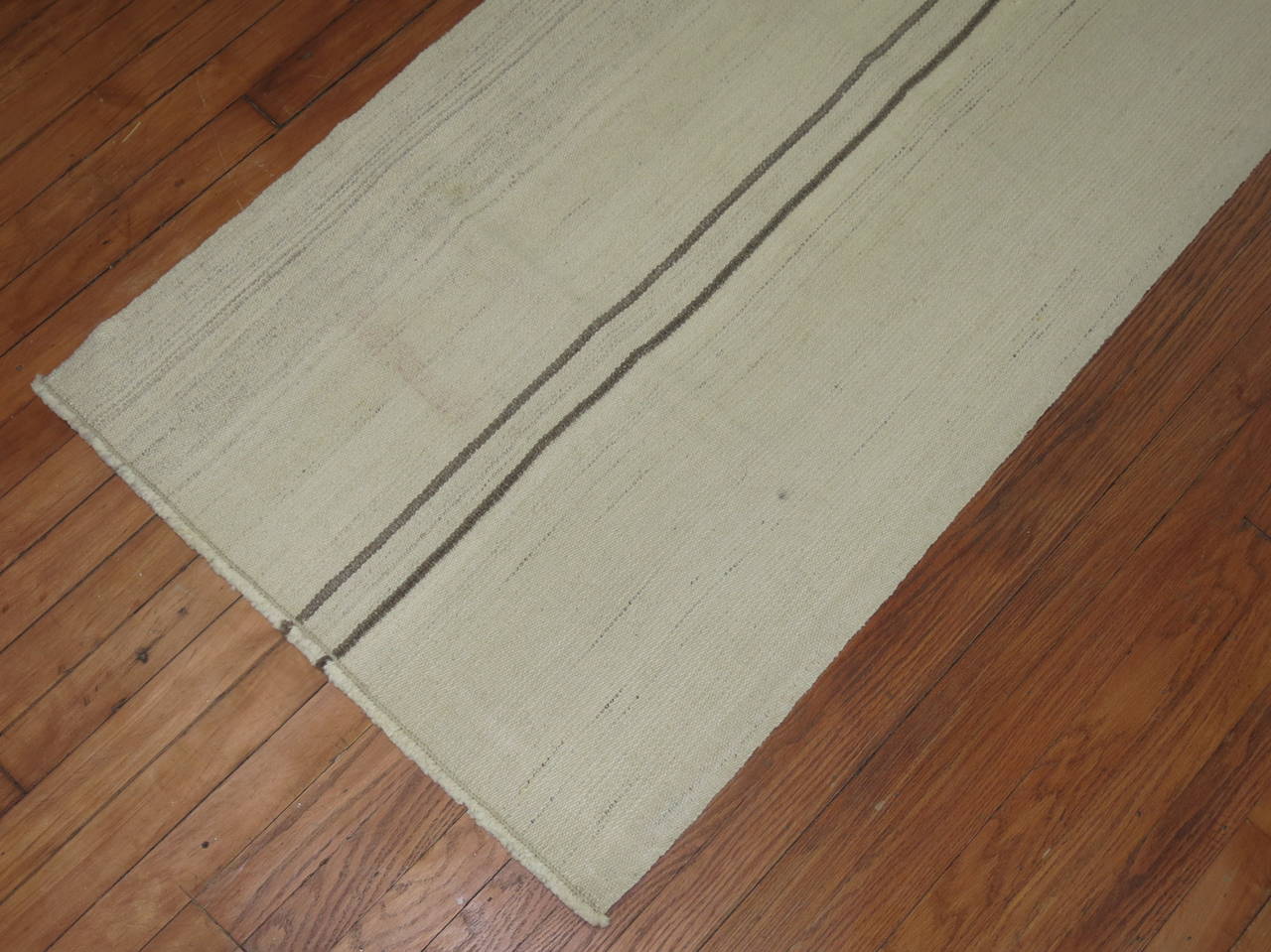Vintage Turkish Kilim Flat-Weave Minimalist Runner In Good Condition In New York, NY