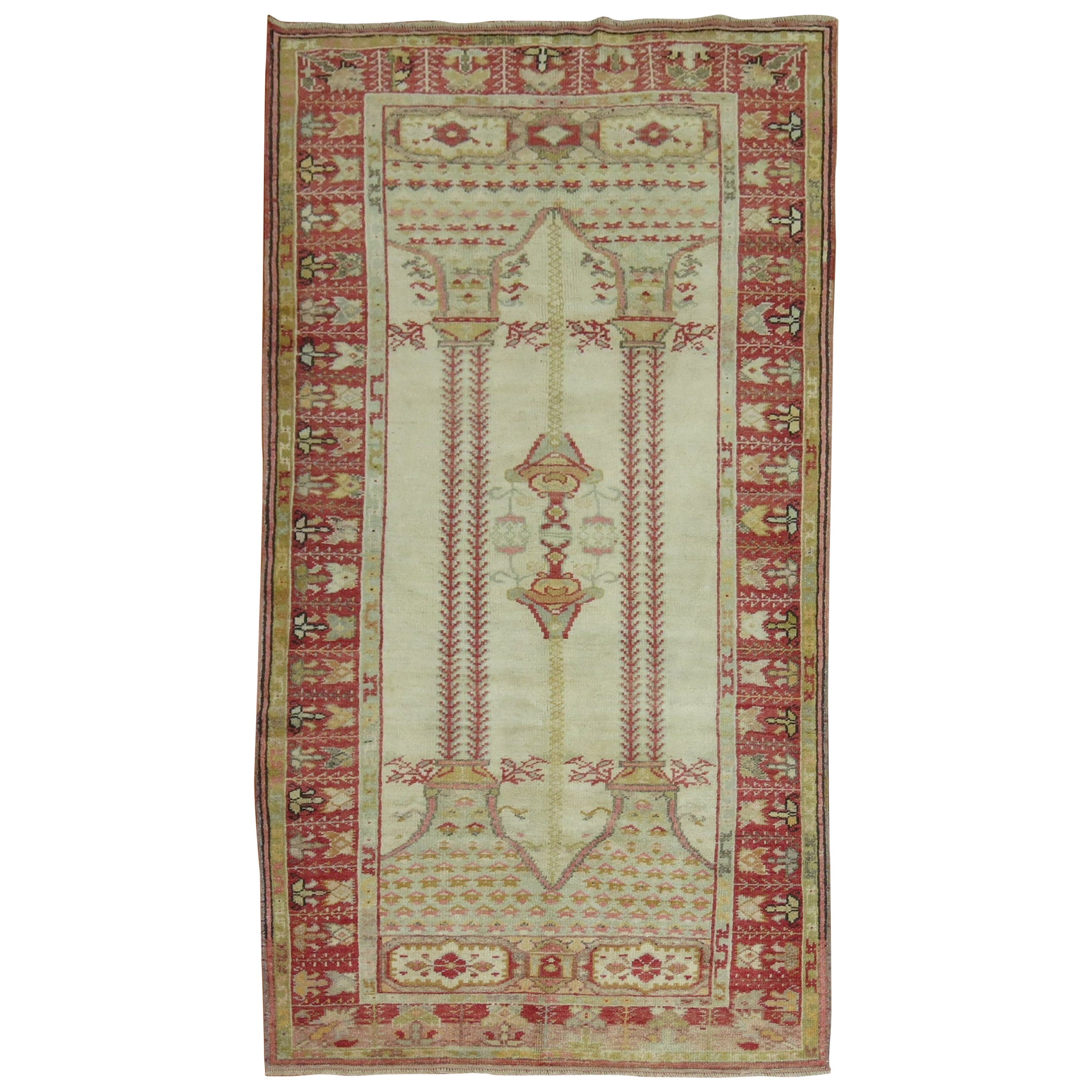 Antique Rug with Scroll Motif For Sale